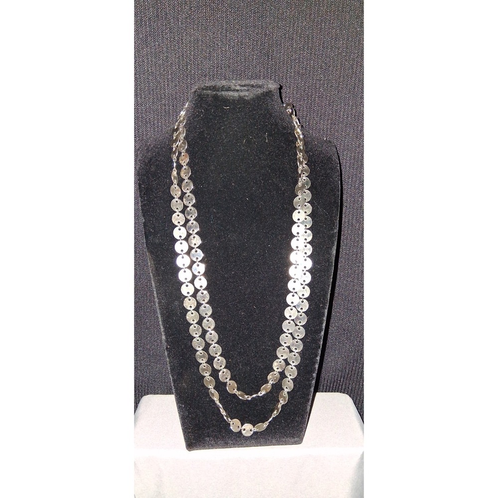 Vintage Jewelry Circular‎ Chrome Mirrored Necklace/Belt 24"